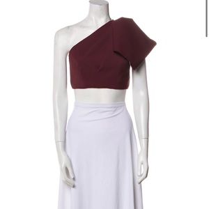 Acler SET ruffle asymmetric crepe midi skirt with crop top